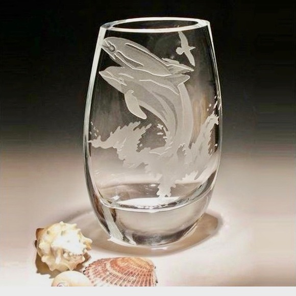 Dolphin Kyoto Crystal Vase - Picture 1 of 12